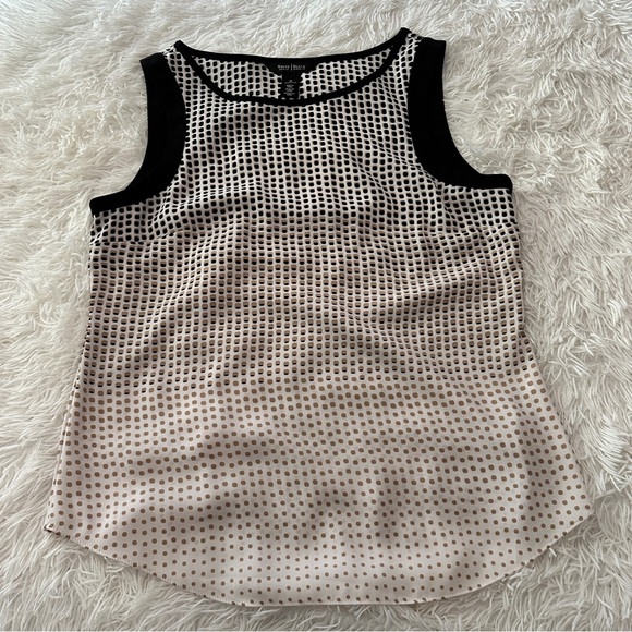 White House Black Market Polka Dot Market Grid Sleeveless Blouse Size M - Picture 12 of 14